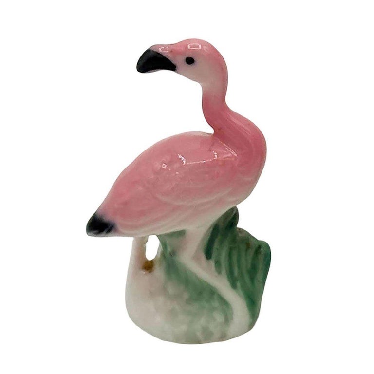 MCM Ceramic Miniature Pink Flamingo Tabletop Statue Set of 3