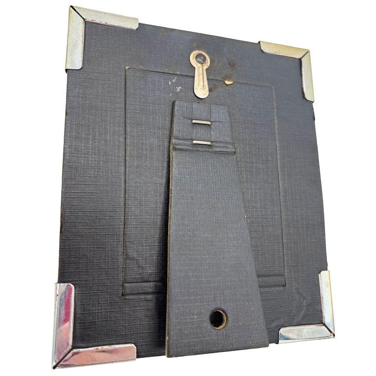 1920s Art Deco Reverse Black & Gold Painted Glass Picture Frame 5x6