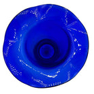 9” Tall Dark Cobalt Blue Art Glass Hand-blown Vase w/ Ruffle Top