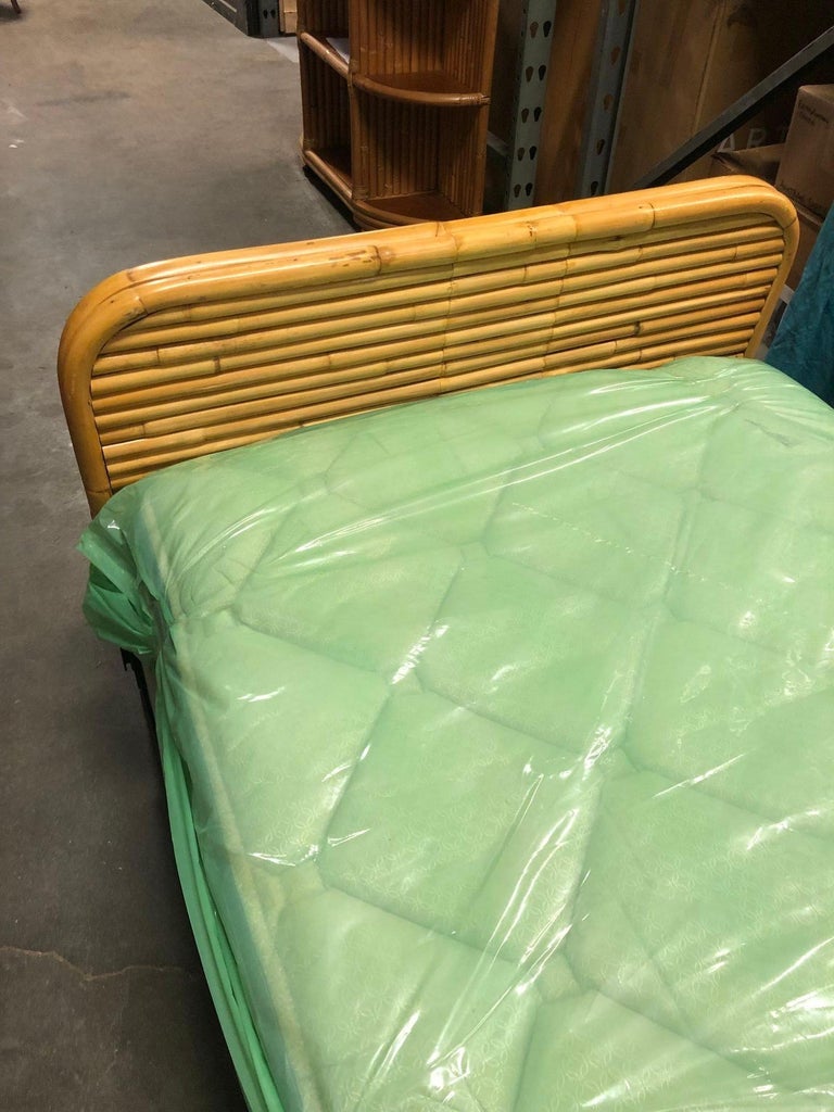Pair of Mid-Century Restored 1948 Stacked Rattan Bed TWIN - Bed Frames Only