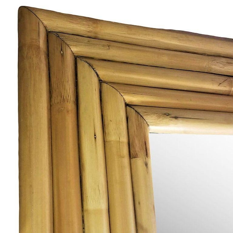 Restored 1948 Seven-Strand Rattan Mirror by Tropical Sun Rattan Co, 3 Available
