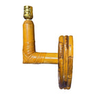 Bespoke Mid-century Split Rattan Heart Shaped Wall Sconce