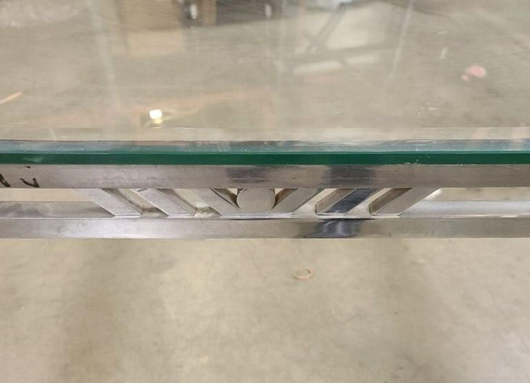 Art Deco Chromed Bronze and Glass Dining Table or Desk