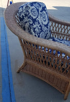 Restored Mid-century Rattan and Wicker Cobra Back Lounge Chair