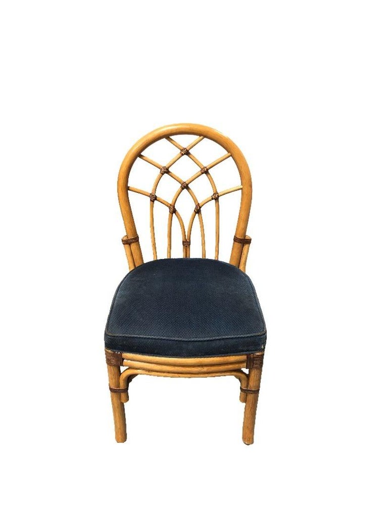 Restored Rattan Dining Chairs with Cathedral Back