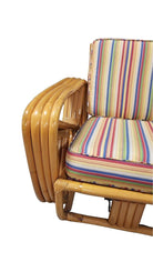Restored Square Pretzel Rattan Corner Sofa, Coffee & Side Table Living Room Set