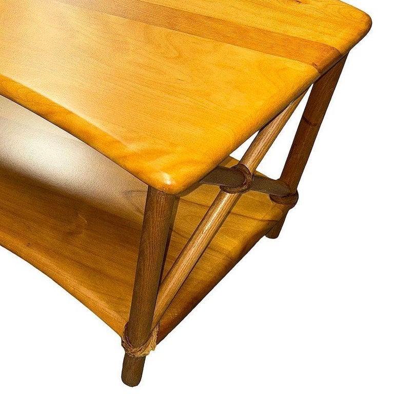 Rare Mid-century 2 Tier Carved Birch Coffee Table by Heywood Wakefield