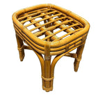 Restored Mid-century Rattan & Wicker Triple Arched Vanity Stool w/ Palm Fabric