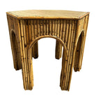 Restored Victorian Reed Stick Rattan Hexagon Arched Side Table