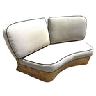 Restored 4 Person Curved Stacked Rattan Sectional Sofa