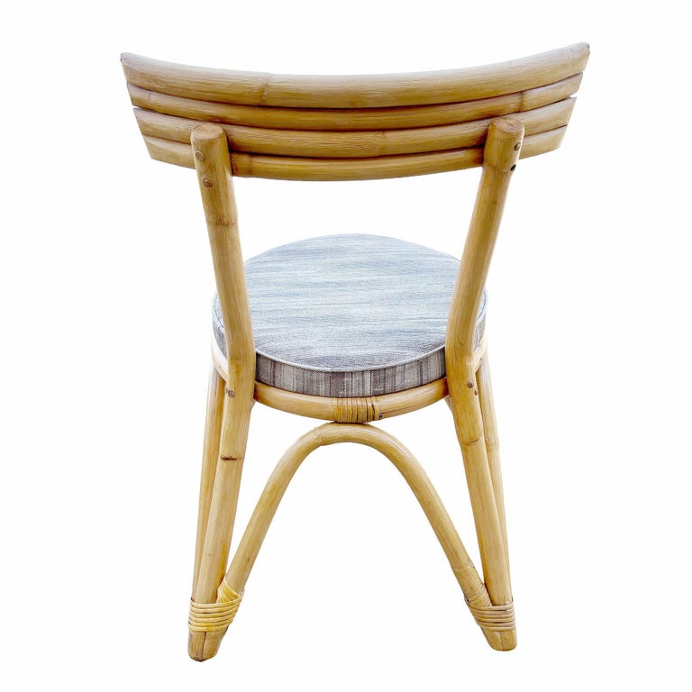 Restored Arched "Zig -Zag" Leg Rattan Dining Chair, Set of Four