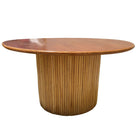 MCM Coastal Round Stacked Rattan Pedestal Table Mahogany Top, 2 Available