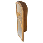 Restored Art Deco Palm Frond Design Rattan Mirror Folding Screen