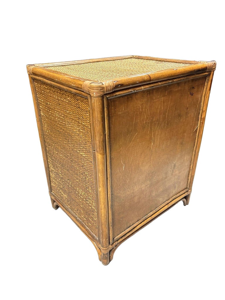 19th Century Aesthetic Movement Rattan & Woven Wicker Three Drawer Nightstand
