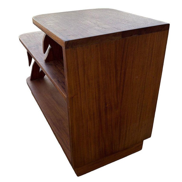 Restored Hand Carved Koa Wood 3 Tiered Side Lamp Table w/ Bamboo Motif