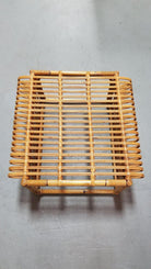 Restotrf Skeleton Italian Pencil Reed Rattan Ottoman, style of Frank Albini