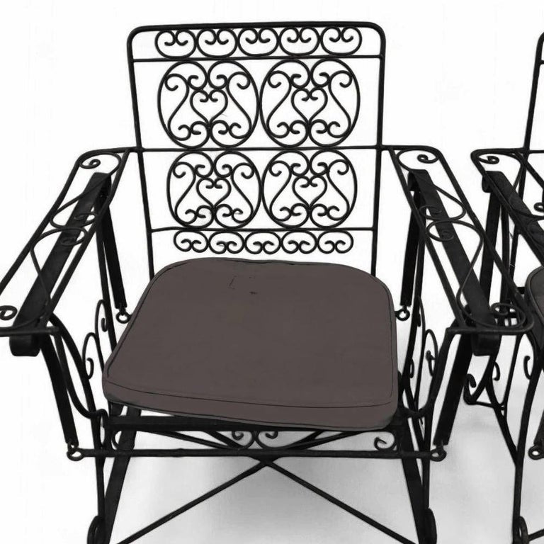 Black Scrolling Wrought Iron Glider Rocking Settee & Chair Patio Outdoor Set