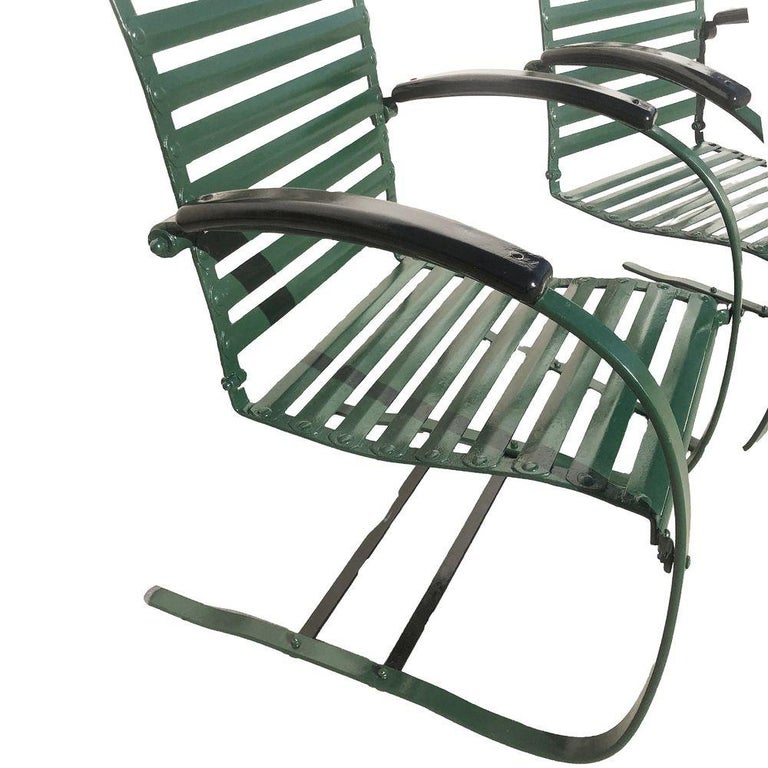 Mid-century Steel Springer Rocking Outdoor Patio Chair , Pair