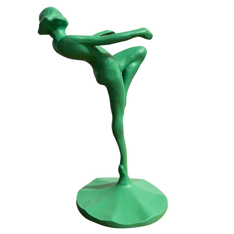 1922 Model T-301 Nude Art Deco Dancing Nymph Green Ashtray Stand by Frankart