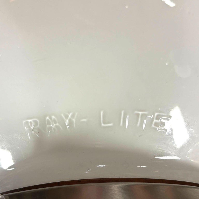 Art Deco Milk Glass Globe Shade Pendant with Nickel Plate Fitter, by Ray-Lite
