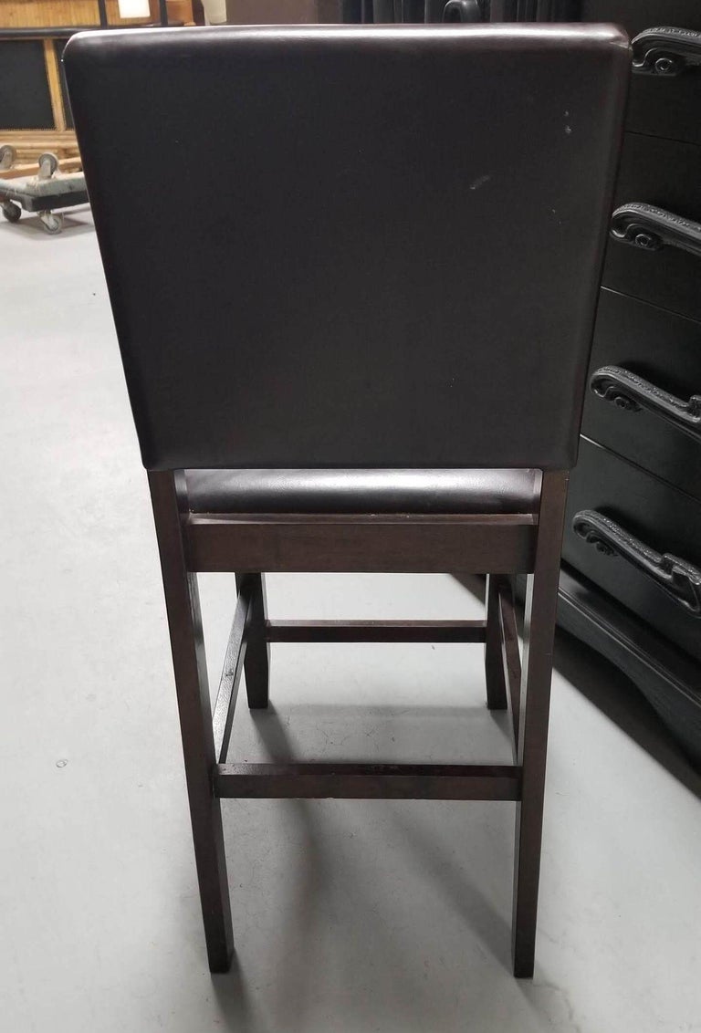 Dark Brown Leather Counter Bar Stool Set of 3