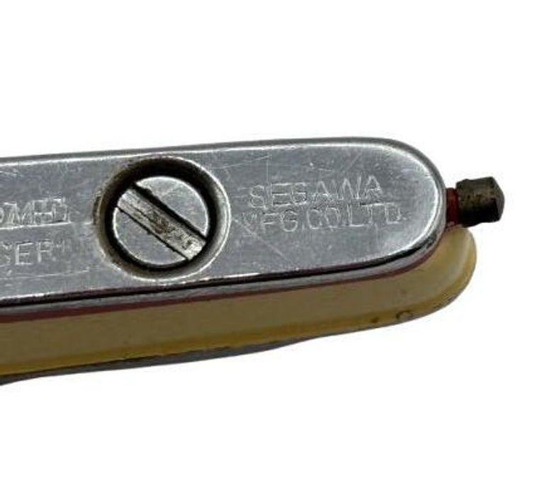 Mid-Century Novelty Sarome Japan Cruise Ship Enameled Lighter, Yellow & Red