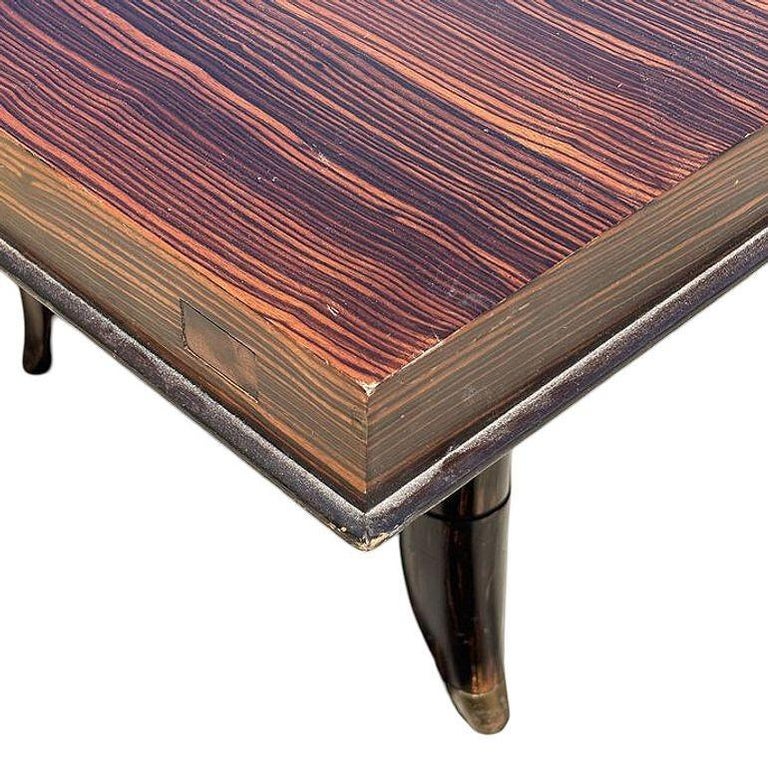 Atelier Leleu Style French Art Deco Macassar Ebony Dining Table w/ Brass Access