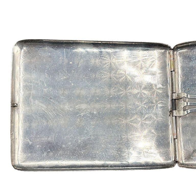 Sterling Silver Art Deco Cigarette Case w/ 18k Gold Inlay by Marathon