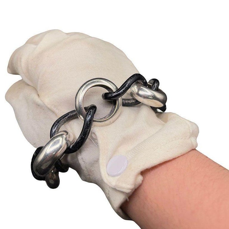 Avant Garde Sterling Silver Pomellato Link Chain Contored Gourmette Bracelet