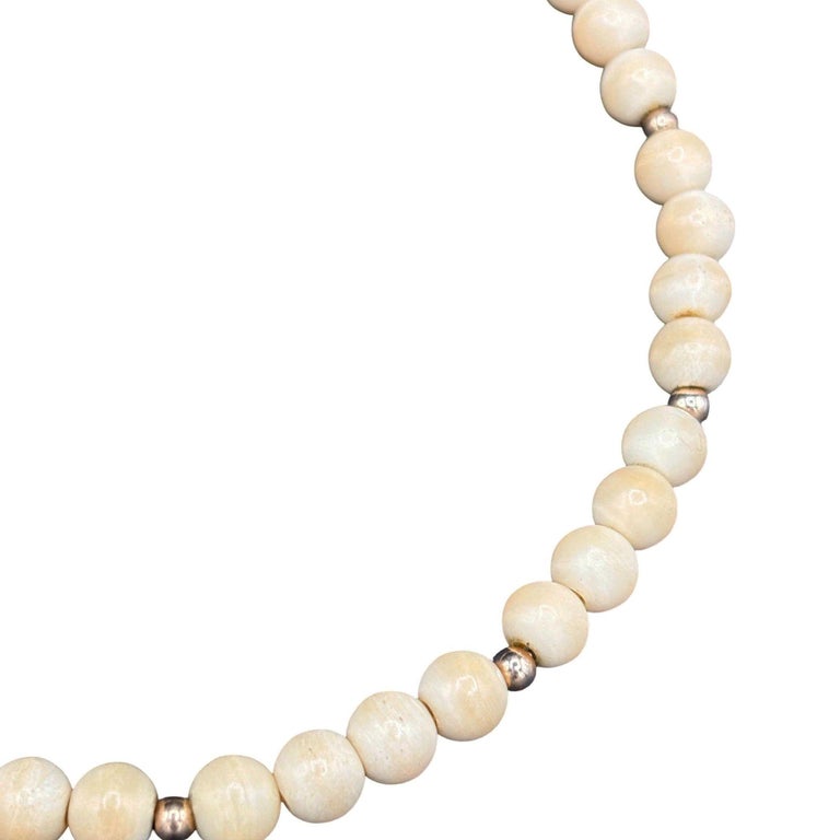 Mid-century Coastal Sponge Coral & Gold Plate Bead Necklace w/ Fishhook Clasp