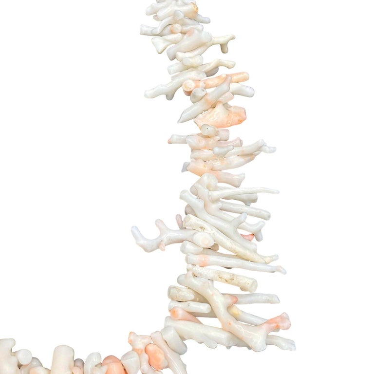 Coastal undyed Branch Angel Skin Coral Large Graduated Necklace Pale Pink