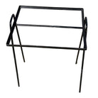 Mid-century Geometric Black Iron Patio/Outdoor Side Drinks Table w/ Glass Top