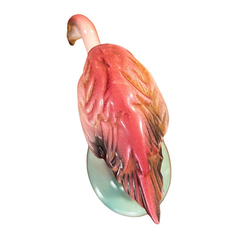 Mid-century "Hunting" Pink Flamingo Ceramic Tabletop Sculpture Brad Keeler