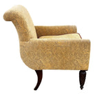 1990 Post Modern Saddle Bag Armchair Lounge w/ Yellow Foliage Pattern Upholstery