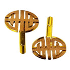 14k MCM Round Chinese "Longevity" Cufflinks Circle Cut Men's Cufflinks, Pair