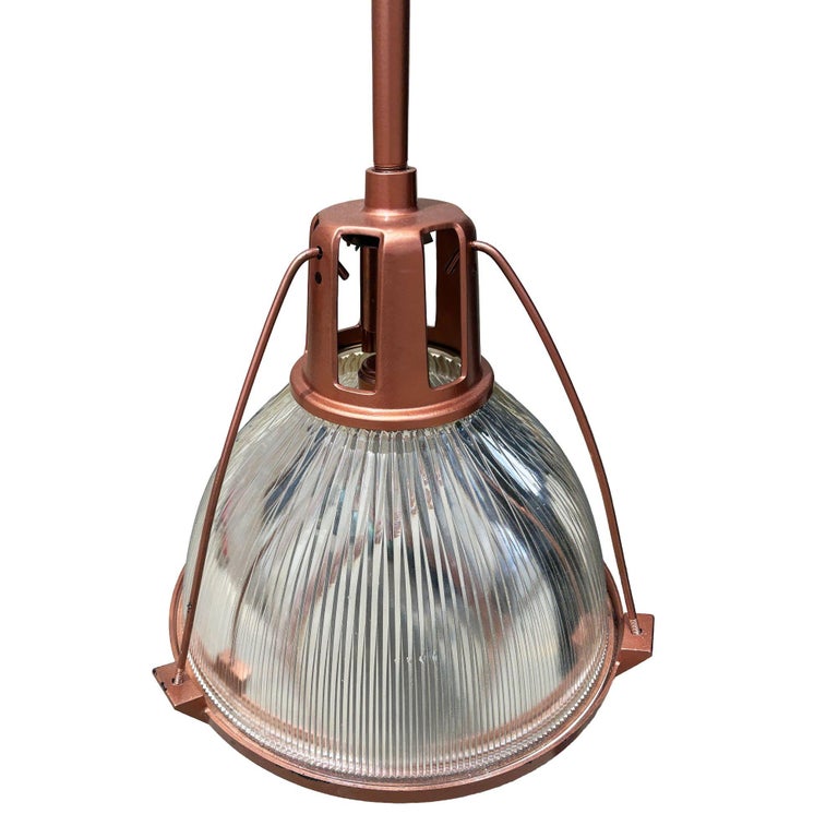 Mid Century Holophane Pendant Ceiling Light Copper-tone Finish