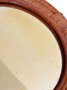 Restored Mid-century 12" Four-Strand Tropical Rattan & Wicker Round Wall Mirror