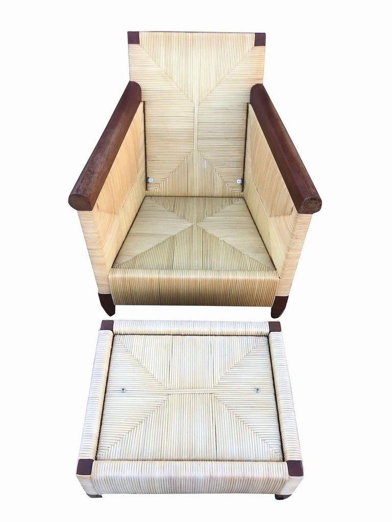 Donghia Rattan Lounge Chair & Ottoman by John Hutton, The Merbau Collection