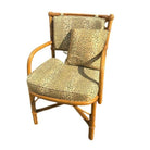 Restored Mid-century Rattan Dining Table & Chairs w/ Leopard Print Cushions