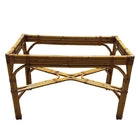 Restored Glass Top "X" base 3-strand Rattan Dining Table