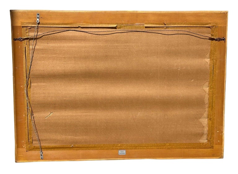 Restored 41" Mid-Century 3-Strand Rattan Frame Wall Mirror