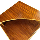 Restored Mid-century Stacked Rattan & Mahogany Two-Tiered Corner Side Table