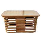 Restored Mid-century Mid-Century Stacked Rattan Side Drinks Table W/ Mahogany