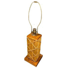 Restored Modernist Lattice Wrapped Rattan Table Lamp w/ Lamp Shade