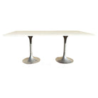 Eero Saarinen Style Double Tulip Base Dining Table W/ White Rectengular Top