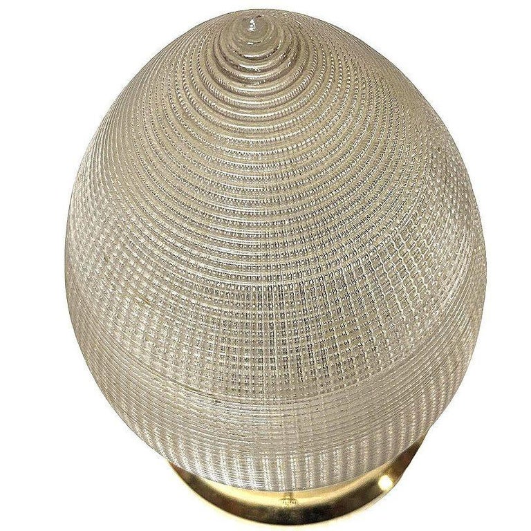 MCM Holophane Teardrop Glass Ceiling Pendant w/ Light Brass Fitter, 2 Avalible