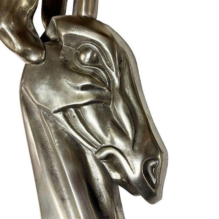Modernist Polished Aluminum Gazelle Wall Sculpture Pair by Pendergrast