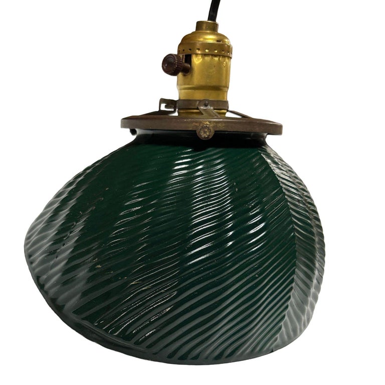 1930's Green Mercury Glass Industrial Pendant Light - 8 Available!