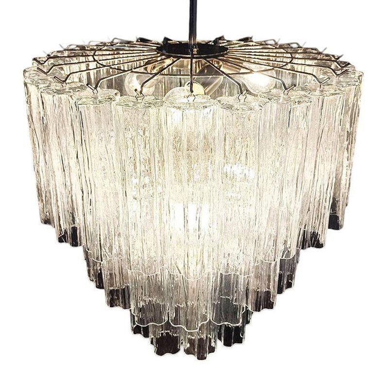 Mid-century Murano Glass Tronchi Pendant Chandelier by Venini
