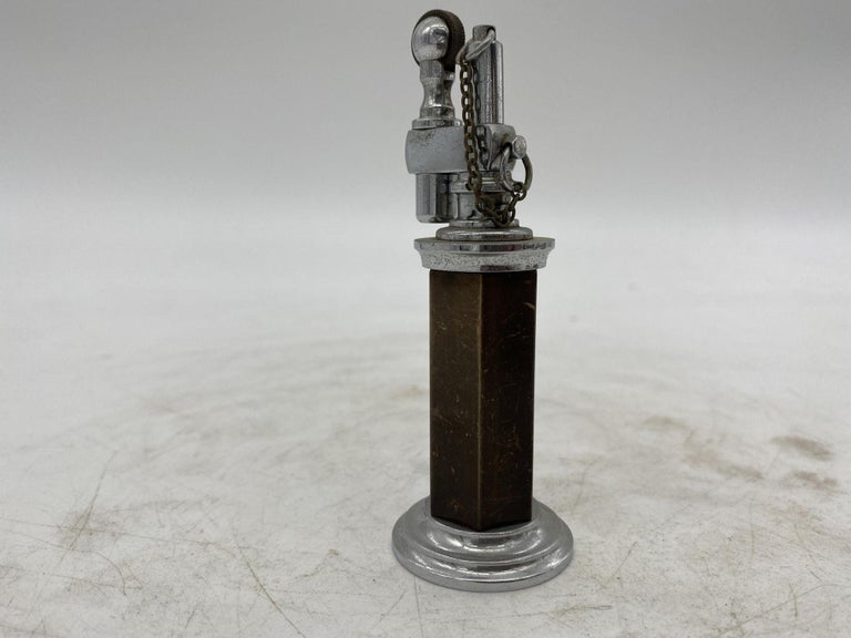 Green and Silver "Column" Petrol Table Chain Lighter by Daltis